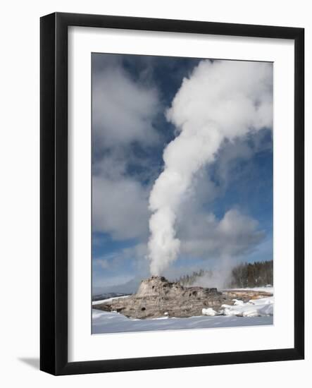 Castle Geyser Erupting in Winter Landscape, Yellowstone National Park, UNESCO World Heritage Site, -Kimberly Walker-Framed Photographic Print