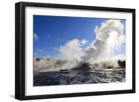 Castle Geyser Steam Blocks Sun-Eleanor-Framed Photographic Print