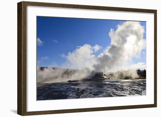 Castle Geyser Steam Blocks Sun-Eleanor-Framed Photographic Print