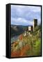 Castle Gutenfels High Above the Rhine, Autumn, on the Bottom Left the Town Kaub-Uwe Steffens-Framed Stretched Canvas
