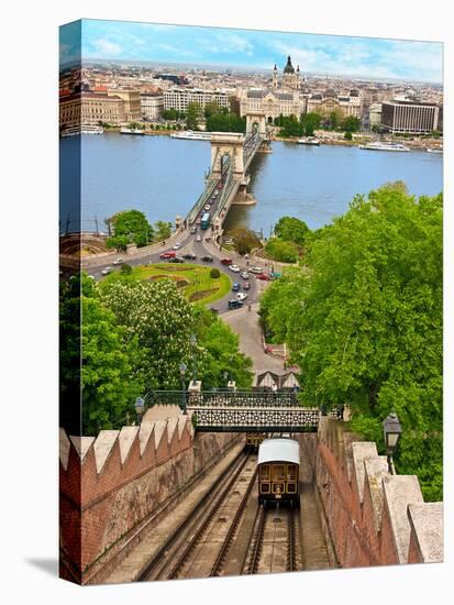 Castle Hill Funicular, Budapest, Hungary-Miva Stock-Stretched Canvas