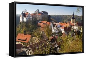 Castle Hohnstein in Autumn, Hohnstein, Saxon Switzerland, Germany-Peter Adams-Framed Stretched Canvas