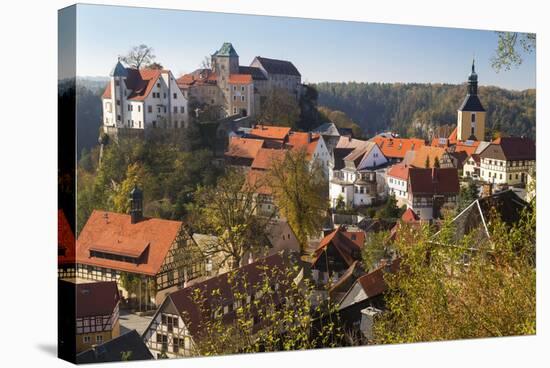 Castle Hohnstein in Autumn, Hohnstein, Saxon Switzerland, Germany-Peter Adams-Stretched Canvas