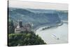 Castle Katz and the Lorelei Above the River Rhine, St. Goarshausen, Rhine Gorgegermany, Europe-Michael Runkel-Stretched Canvas