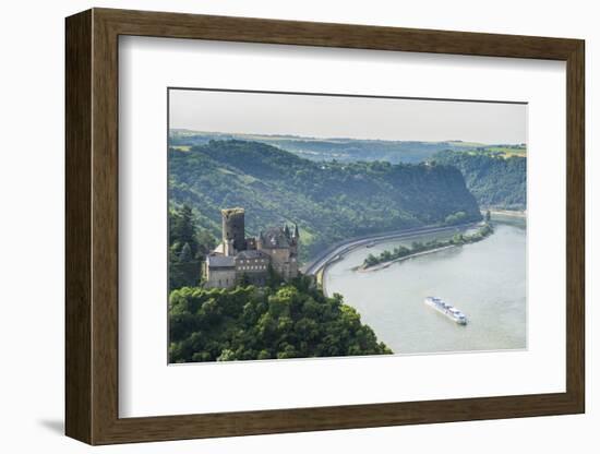 Castle Katz and the Lorelei Above the River Rhine, St. Goarshausen, Rhine Gorgegermany, Europe-Michael Runkel-Framed Photographic Print