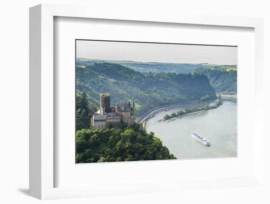 Castle Katz and the Lorelei Above the River Rhine, St. Goarshausen, Rhine Gorgegermany, Europe-Michael Runkel-Framed Photographic Print