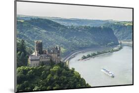 Castle Katz and the Lorelei Above the River Rhine, St. Goarshausen, Rhine Gorgegermany, Europe-Michael Runkel-Mounted Photographic Print