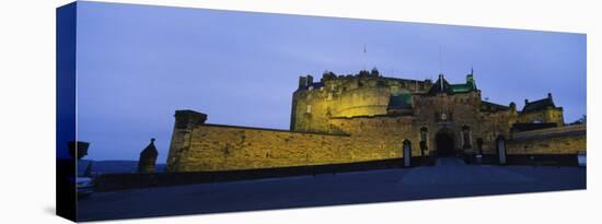 Castle Lit Up at Dusk, Edinburgh Castle, Edinburgh, Scotland, United Kingdom-null-Stretched Canvas