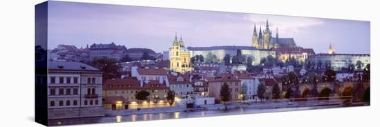 Castle Lit Up at Dusk, Hradcany Castle, Prague, Czech Republic-null-Stretched Canvas