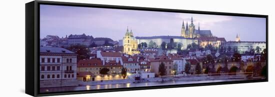 Castle Lit Up at Dusk, Hradcany Castle, Prague, Czech Republic-null-Framed Stretched Canvas