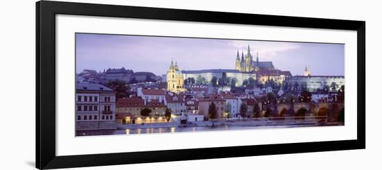 Castle Lit Up at Dusk, Hradcany Castle, Prague, Czech Republic-null-Framed Photographic Print