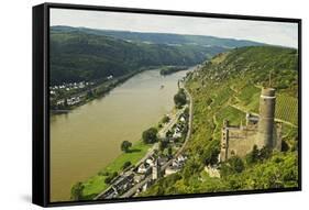 Castle Maus and River Rhine, Rhineland-Palatinate, Germany, Europe-Jochen Schlenker-Framed Stretched Canvas