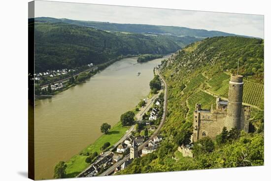 Castle Maus and River Rhine, Rhineland-Palatinate, Germany, Europe-Jochen Schlenker-Stretched Canvas