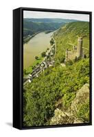 Castle Maus and River Rhine, Rhineland-Palatinate, Germany, Europe-Jochen Schlenker-Framed Stretched Canvas