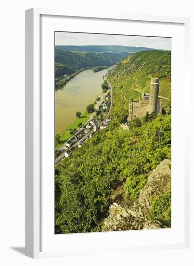 Castle Maus and River Rhine, Rhineland-Palatinate, Germany, Europe-Jochen Schlenker-Framed Photographic Print