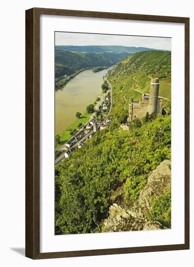 Castle Maus and River Rhine, Rhineland-Palatinate, Germany, Europe-Jochen Schlenker-Framed Photographic Print