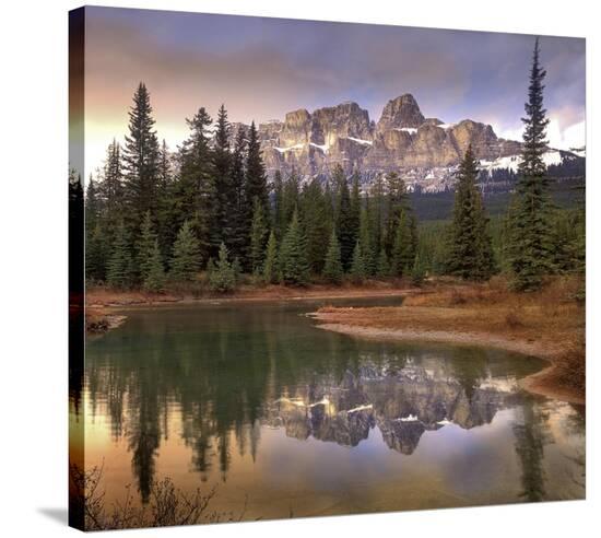 Castle Mountain And Boreal Forest Reflected In Lake Banff National