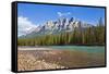Castle Mountain Behind the Bow River at Castle Junction-Neale Clark-Framed Stretched Canvas