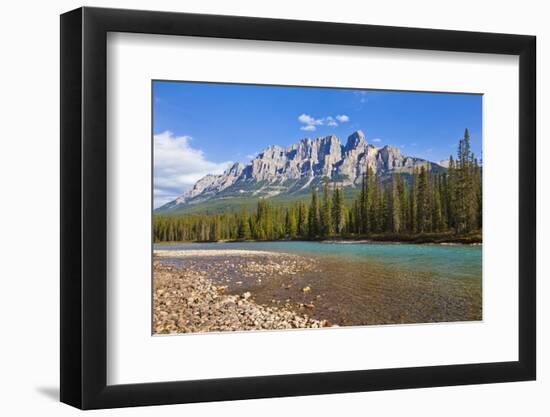 Castle Mountain Behind the Bow River at Castle Junction-Neale Clark-Framed Photographic Print