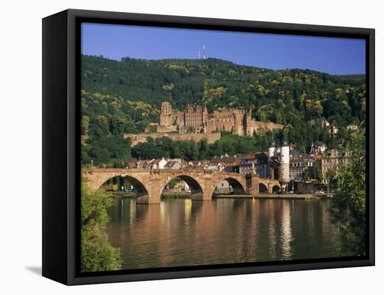 Castle, Neckar River and Alte Bridge, Heidelberg, Baden Wurttemberg, Germany, Europe-Gavin Hellier-Framed Stretched Canvas