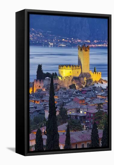 Castle of Malcesine at Lake Garda, Veneto, Italy-Rainer Mirau-Framed Stretched Canvas