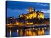 Castle of Meissen at Night Above the River Elbe, Saxony, Germany, Europe-Michael Runkel-Stretched Canvas