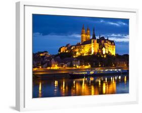 Castle of Meissen at Night Above the River Elbe, Saxony, Germany, Europe-Michael Runkel-Framed Photographic Print