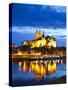 Castle of Meissen at Night Above the River Elbe, Saxony, Germany, Europe-Michael Runkel-Stretched Canvas