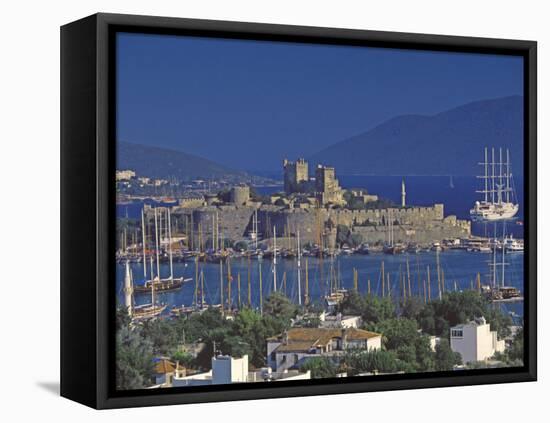 Castle of St. Peter and Yachts Moored in Harbour, Bodrum, Anatolia, Turkey Minor, Eurasia-Papadopoulos Sakis-Framed Stretched Canvas