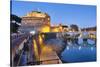 Castle Of The Holy Angel Lit Up at Dusk, Rome, Lazio, Italy-George Oze-Stretched Canvas