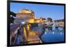 Castle Of The Holy Angel Lit Up at Dusk, Rome, Lazio, Italy-George Oze-Framed Photographic Print