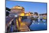 Castle Of The Holy Angel Lit Up at Dusk, Rome, Lazio, Italy-George Oze-Mounted Photographic Print