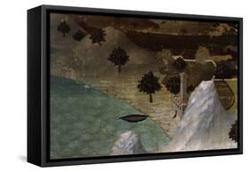 Castle on Lake Shore-Ambrogio Lorenzetti-Framed Stretched Canvas