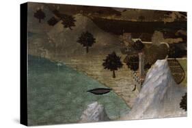 Castle on Lake Shore-Ambrogio Lorenzetti-Stretched Canvas