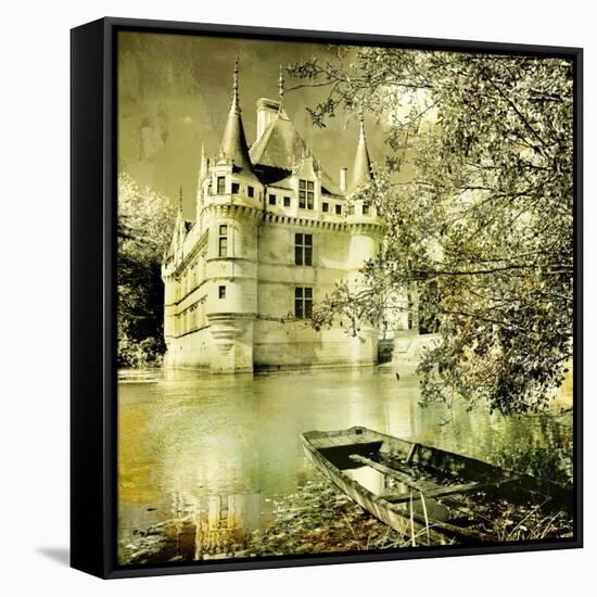 Castle On Water -Artwork In Painting Style-Maugli-l-Framed Stretched Canvas