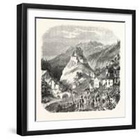 Castle Queyras, View from the Road of Abries, 1855. (Hautes-Alpes), France.-null-Framed Giclee Print