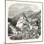 Castle Queyras, View from the Road of Abries, 1855. (Hautes-Alpes), France.-null-Mounted Giclee Print