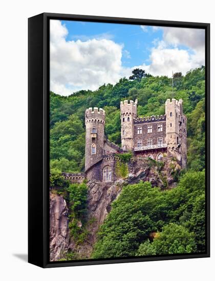 Castle Rheinstein, Rheinland-Pflaz, Germany-Miva Stock-Framed Stretched Canvas