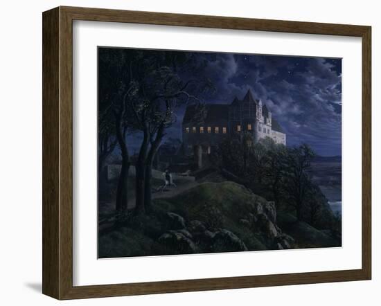 Castle Scharfenberg at Night, 1827-Ernst Ferdinand Oehme-Framed Giclee Print