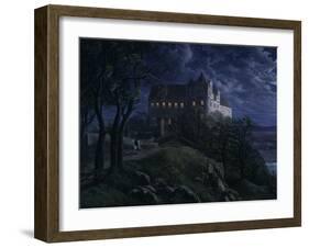 Castle Scharfenberg at Night, 1827-Ernst Ferdinand Oehme-Framed Giclee Print