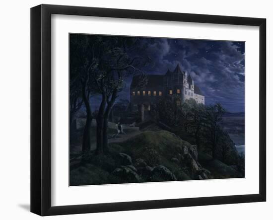 Castle Scharfenberg at Night, 1827-Ernst Ferdinand Oehme-Framed Giclee Print