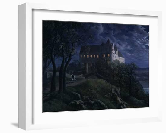 Castle Scharfenberg at Night, 1827-Ernst Ferdinand Oehme-Framed Giclee Print