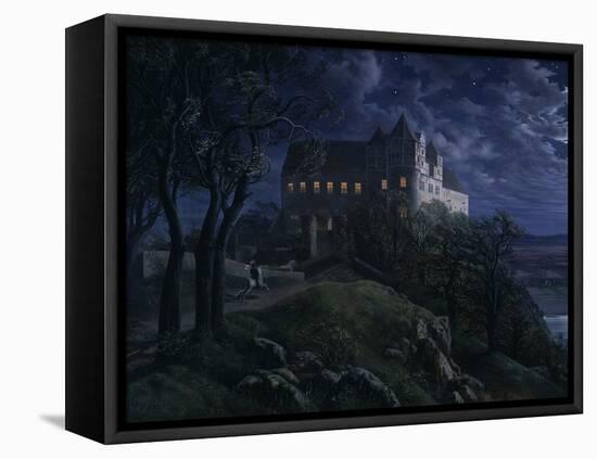 Castle Scharfenberg at Night, 1827-Ernst Ferdinand Oehme-Framed Stretched Canvas