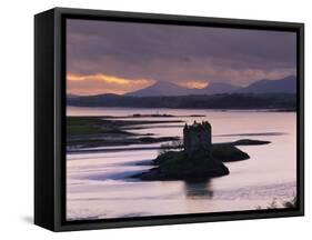 Castle Stalker on Loch Linnhe, Silhouetted at Dusk, Argyll, Scotland, United Kingdom, Europe-Nigel Francis-Framed Stretched Canvas