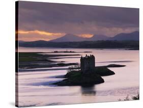 Castle Stalker on Loch Linnhe, Silhouetted at Dusk, Argyll, Scotland, United Kingdom, Europe-Nigel Francis-Stretched Canvas