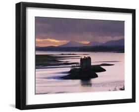 Castle Stalker on Loch Linnhe, Silhouetted at Dusk, Argyll, Scotland, United Kingdom, Europe-Nigel Francis-Framed Photographic Print