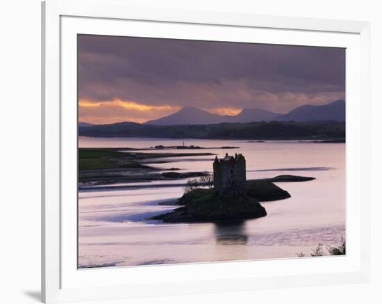 Castle Stalker on Loch Linnhe, Silhouetted at Dusk, Argyll, Scotland, United Kingdom, Europe-Nigel Francis-Framed Photographic Print