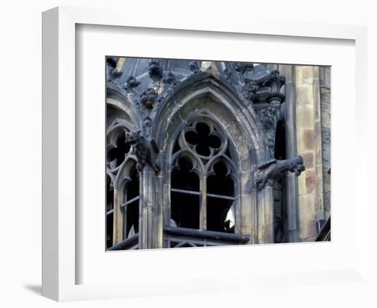 Castle Window and Gargoyle, Prague, Czech Republic-David Herbig-Framed Photographic Print