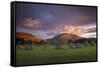 Castlerigg Stone Circle with Blencathra, Lake District Nat'l Park, England-John Potter-Framed Stretched Canvas