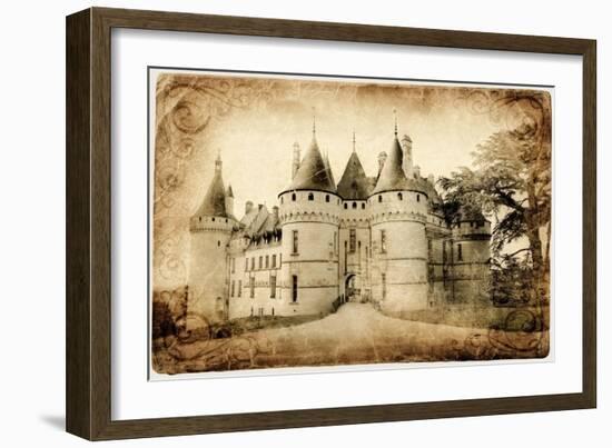 Castles of France- Chaumont  - Artistic Toned Vintage Picture-Maugli-l-Framed Art Print